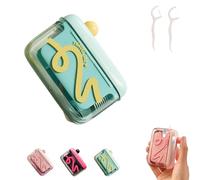 Portable Floss Pick Dispenser with One-Touch Eject, Travel Floss Picks Case, Compact Case Can Holds 15-16 Refillable Flossers, Easy to Carry with you, With 100 PCS Flos (Cyan+100PCS Floss)