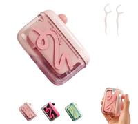 Portable Floss Pick Dispenser with One-Touch Eject, Travel Floss Picks Case, Compact Case Can Holds 15-16 Refillable Flossers, Easy to Carry with you, With 100 PCS Flos (Pink+100PCS Floss)
