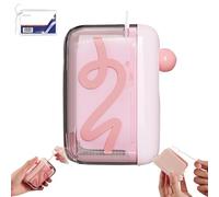 Portable Floss Pick Dispenser with One-Touch Eject, Travel Floss Picks Case with Clear Cover, with 100 Flosses Picks, Compact Case, for Travel and Home Use (Pink)