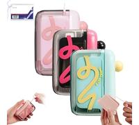 Portable Floss Pick Dispenser with One-Touch Eject, Travel Floss Picks Case with Clear Cover, with 100 Flosses Picks, Compact Case, for Travel and Home Use (3pcs)
