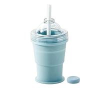 Portable Foldable Ice Hockey Cup With Straw & Lid, 2-in-1 Silicone Ice Ball Maker Cup | Easy Demolding, Leak-Proof Coffee Mug For Camping,Offices,Summer Cold Drinks