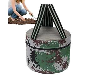 Portable Folding Camping Stool - Garden Stool With Strap | With Phone Pocket Round Camouflage Lightweight | Foam Farming Seat | For Fishing Tea Picking Gardening Camping Picnic Field Workings