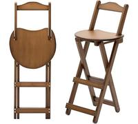 Portable Folding Stool with Backrest & Footrest - Sturdy Wooden Collapsible Chair for Home, Kitchen, Bar, Art Room - Lightweight, Space-Saving Design