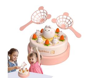 Portable Game Set - ABS Toy Pieces | 7.28 inch Turntable | Fun Rabbit Carrot Catching Game for Kids 3 Years and Up | Birthday, Classroom, Travel, Beach, Camping, Party Entertainment
