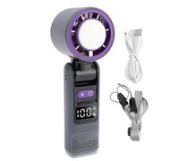Portable Handheld Fan, Digital Display High Speed Turbine Ice Cooling Fan Foldable Cooling Tools With Light For Travel Outdoor Indoor (grey)