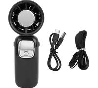 Portable Handheld Turbo Fan 100 engrenages refroidissement de la glace pliable cou Hanging Mini avec affichage LED pour les voyages à la maison plage noir