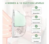 Portable Handsfree Electric Breast Pump,4 Modes12 Levels,Rechargeable Milk Extractor With Led Display,Baby Mouth Flange Double Sealing,17/19/21/24 Mm (Green,1 Piece)