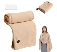 Portable Heated Blanket Shawl: Fast USB Heating, 3 Levels for Instant Warmth (Beige,With a power bank)