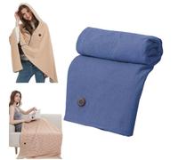 Portable Heated Shawl,Soft Zipper Hooded Blanket Shawls,Fast Heating USB Blanket shawl with 3 Heating Levels,for Indoor,Outdoor,Gifts (Blue (Hooded))
