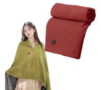 Portable Heated Shawl, Upgraded USB Heated Shawl Blanket, Wearable USB Heated Blanket Shawl, with 3 Heating Settings, for Home or Travel (Red,Without Power Bank)