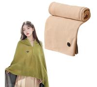 Portable Heated Shawl, Upgraded USB Heated Shawl Blanket, Wearable USB Heated Blanket Shawl, with 3 Heating Settings, for Home or Travel (Beige,Without Power Bank)