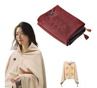 Portable Heated Shawl Wraps for Women, 2026 New Cordless Heated Blanket Shawl with with 3 Heating Levels, 15s Fast Heating Zipper Blanket for Winter (Red)