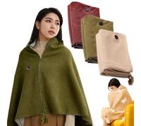Portable Heated Wearable Blanket, Heated Shawl Wraps for Women with 3 Heat Levels 8 Heating Electric Wrap, USB Powered Cordless Heated Blanket for Home Travel Camping (Green, Without Power Bank)