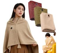 Portable Heated Wearable Blanket, Heated Shawl Wraps for Women with 3 Heat Levels 8 Heating Electric Wrap, USB Powered Cordless Heated Blanket for Home Travel Camping (Apricot, Without Power Bank)