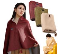 Portable Heated Wearable Blanket, Heated Shawl Wraps for Women with 3 Heat Levels 8 Heating Electric Wrap, USB Powered Cordless Heated Blanket for Home Travel Camping (Red, Without Power Bank)