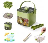 Portable Ice Maker with Lid and Storage Box, 48-Cube Easy Press Release Ice Cube Tray for Freezer, BPA Free 2-Layer Small Ice Cube Maker with Tongs for Cocktails and Drinks (Green)