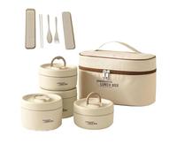 Portable Insulated Lunch Container Set,4 Tier Separate Stackable Stainless Steel Lunch Container with Insulated Lunchs Bag,Microwave Safe Leakproof Thermal Food Container for Work Picnics (White,4PCS)