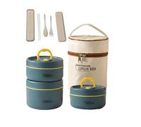 Portable Insulated Lunch Container Set,4 Tier Separate Stackable Stainless Steel Lunch Container with Insulated Lunchs Bag,Microwave Safe Leakproof Thermal Food Container for Work Picnics (Blue,3PCS)