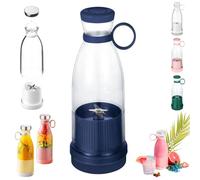 Portable Juicer Blender Bottle, Wireless Fresh Juice Portable Blender 350ML, USB Rechargeable Smoothie Maker Cup for Home Sports Outdoors Travel (Blue)