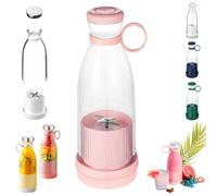 Portable Juicer Blender Bottle, Wireless Fresh Juice Portable Blender 350ML, USB Rechargeable Smoothie Maker Cup for Home Sports Outdoors Travel (Pink)