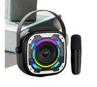 Portable Karaoke Speaker, Wireless Microphone System, 6.5x3.2x3.0 inches Audio Amplifier with RGB Lights, Singing Device, Music Speaker with Rechargeable Build, Party Machine for Home & Performance