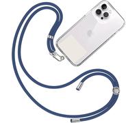 Portable Lanyard Necklace Lanyard [Dark Blue] With Fixing Patch [Ice White] And Removable Hanging Strap Adjustable And Durable Compatible With All Brands Of Phone Accessories