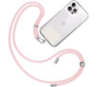 Portable Lanyard Necklace Lanyard [Light Pink] With Fixing Patch [Ice White] And Removable Hanging Strap Adjustable And Durable Compatible With All Brands Of Phone Accessories