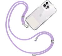 Portable Lanyard Necklace Lanyard [Lilac] With Fixing Patch [Ice White] And Removable Hanging Strap Adjustable And Durable Compatible With All Brands Of Phone Accessories