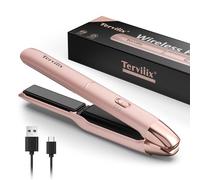 Portable Lisseur Sans Fil, Max 220°C Mini Lisseur de Voyage, Fer a Lisser et Bigoudi Rechargeable 2 en 1 avec Infusion d'Huile d'Argan, Batterie 4500 mAh, Chauffage Rapide en 50 Secondes