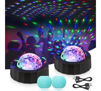 Portable Lumière Disco, 2Pcs Noir Mini 3 Couleurs Boule Disco Usb Rechargeable, Portable Lumière De Scène À Commande Vocale Pour Fête Bar Club Décor Mariage
