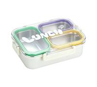 Portable Lunch Box, 3 Compartment Food Container, 6.9cm Divided Meal Carrier for Organized Food Packing, Leak Resistant Transport with Seal Closure, Work Travel Use, Stainless Steel Finished