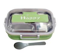 Portable Lunch Containers - Rectangular Box ¦ 21x15cm Food Storage with Spoon and Fork, Steel Lunch Box with Heat Insulation, Office Meal Organizer, School Picnic Carrier for Children & Adults