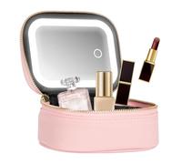 Portable Makeup Case - Lightweight Cosmetic Organizer | 3 Adjustable Brightness USB Charging Make-up Bag with Light Up Mirror | Ideal for Women Teen Travel Train Pool Parties Touch-Ups