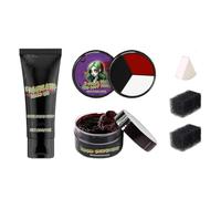 Portable Makeup Kit, Halloween Face Paint, Portable Fx Effects with Fake Blood, Realistic Scar Wax and Bruise Palette, Creamy Body Painting Set with Sponges, Horror Cosmetic Kit for Women Men Kids