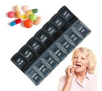 Portable Medicine Box | 7 Days 2 Times a Day AM/PM Medicine Planner | Distributeur de pilules de voyage avec 7 Compartments for, Suppléments, and Fish Oil