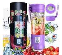 Portable Mixeur des Fruits Rechargeable USB,Mini Blender Pour Smoothie, Milk-Shake,Jus de Fruits,Blender Portable 350-420ml 6 Lames pour Sport et Voyage,Sans BPA,Noël Cadeau Femme Homme (Violet)