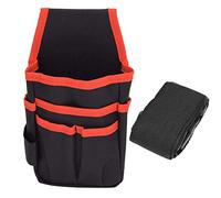 Portable MultifunctionTool Pouch Belt, Oxford Cloth Tool Apron Pouch Waist Bag Multifunction with Pockets for Outdoor Activities Mountain Climbing and Camping (Red Edge with Belt)