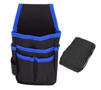 Portable MultifunctionTool Pouch Belt, Oxford Cloth Tool Apron Pouch Waist Bag Multifunction with Pockets for Outdoor Activities Mountain Climbing and Camping (Blue Edge with Belt)