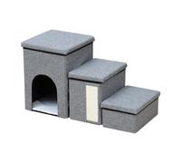 Portable Pet Stairs with Storage, Stable Dog Steps for High Beds, Foldable Lightweight Dog Ramp with Storage, Multifunctional Pet Ladders for High Beds, Couch, Sofa (Gray)