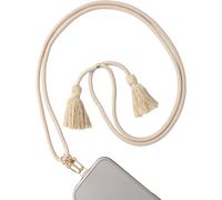 Portable Phone Cord, Universal Fringe Lanyard Neck Strap Shoulder Strap With Patch, Removable Adjustable Durable Hanging Strap Compatible With Most Smartphones ¿ Beige