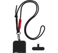 Portable Phone Cord, Universal Mobile Phone Lanyard, Adjustable And Detachable Phone Strap Patches For Smartphones ¿ Black & Red