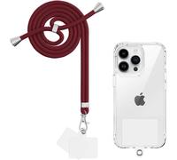 Portable Phone Lanyard, Universal Phone Neck Strap With 2 Patches, Adjustable Nylon Phone Strap For Most Smartphones, Wine Red