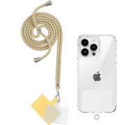 Portable Phone Lanyard, Universal Phone Neck Strap With 2 Patches, Adjustable Nylon Phone Strap For Most Smartphones, Rainbow Apricot