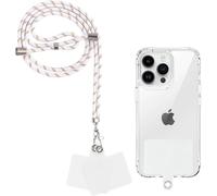 Portable Phone Lanyard, Universal Phone Neck Strap With 2 Patches, Adjustable Nylon Phone Strap For Most Smartphones, White Gold