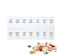Portable Pill Box - Travel Medicine Box | 7 Days 2 Times a Day Am/pm Medicine Planner | Double Row Small Pill Box | 7 Compartment Travel Pill Distributeur for Medicine | Supplément | Fish Oil