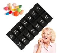 Portable Pill Box - Travel Medicine Box | 7 Days 2 Times a Day Am/pm Medicine Planner | Double Row Small Pill Box | 7 Compartment Travel Pill Distributeur for Medicine | Supplément | Fish Oil