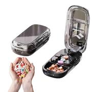Portable Pill Cutter for Cutting Multiple Pills,1/2 1/3 1/4 Pill Cutter Splitter for Large, Small and Tiny Pills,Stainless Steel Blade Cutters,Centering Alignment Device,Daily Pill Case (Black)
