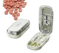 Portable Pill Cutter,Pills Cutter Splitter for Small and Tiny Pills,Caketotu 1/2 1/3 1/4 Adjustable Pill Splitter with Centering Device With Stainless Steel Blades and Storage Box (Green, 1pcs)
