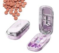 Portable Pill Cutter,Pills Cutter Splitter for Small and Tiny Pills,Caketotu 1/2 1/3 1/4 Adjustable Pill Splitter with Centering Device With Stainless Steel Blades and Storage Box (Pink, 1pcs)