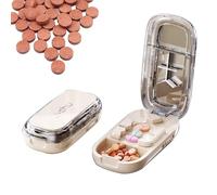 Portable Pill Cutter,Pills Cutter Splitter for Small and Tiny Pills,Caketotu 1/2 1/3 1/4 Adjustable Pill Splitter with Centering Device With Stainless Steel Blades and Storage Box (White, 1pcs)